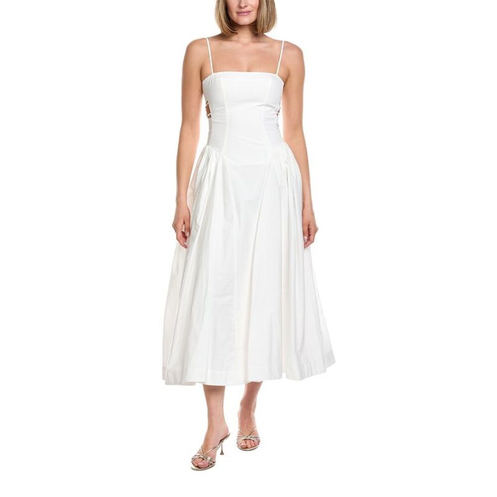 Amur Womens  Aliza Midi Poplin Dress, White
